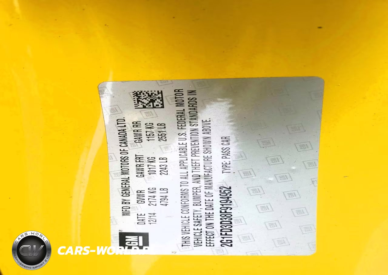 2015 Chevrolet Camaro Lt VIN:2G1FD3D38F9194952 - 12