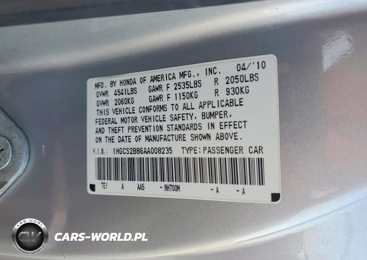2010 Honda Accord Exl VIN:1HGCS2B86AA008235 - 12