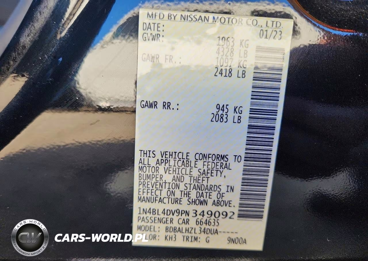 2023 Nissan Altima Sv VIN:1N4BL4DV9PN349092 - 13