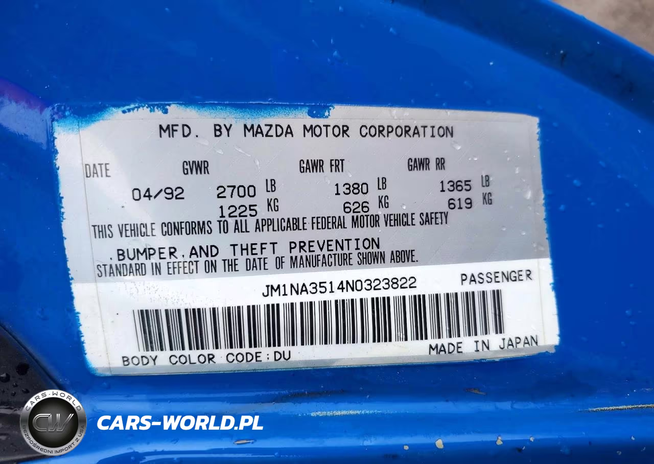 1992 Mazda Mx-5 Miata VIN:JM1NA3514N0323822 - 12