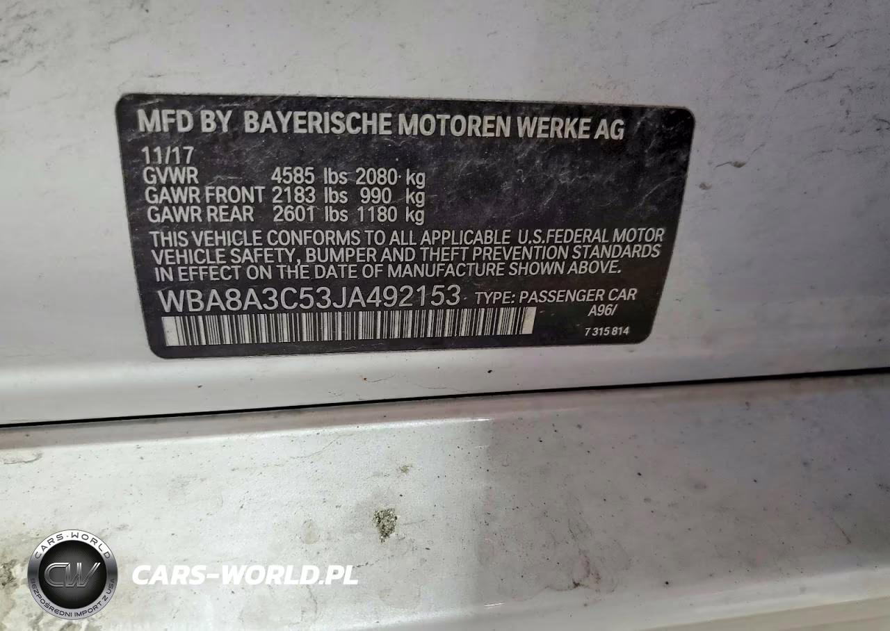 2018 BMW 320 Xi VIN:WBA8A3C53JA492153 - 12