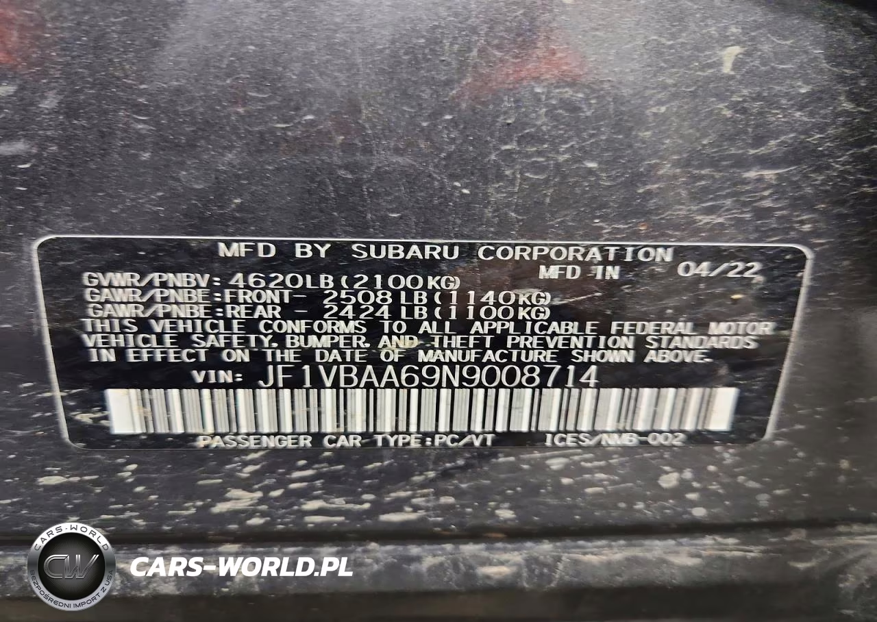 2022 Subaru Wrx VIN:JF1VBAA69N9008714 - 13