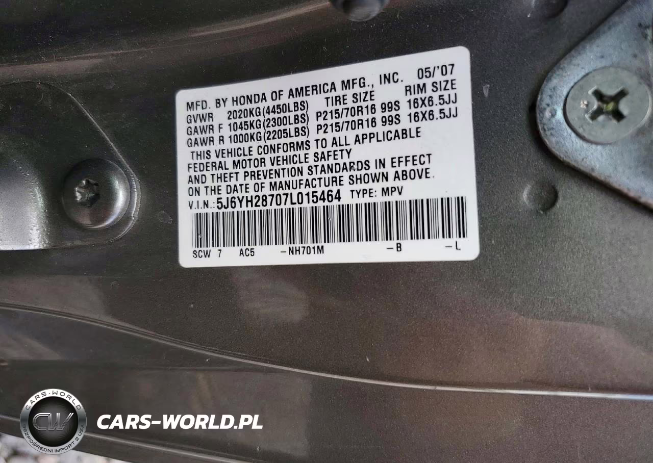 2007 Honda Element Ex VIN:5J6YH28707L015464 - 13