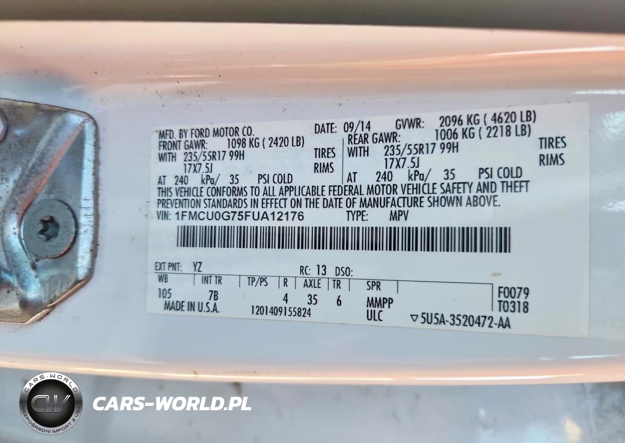 2015 Ford Escape Se VIN:1FMCU0G75FUA12176 - 13