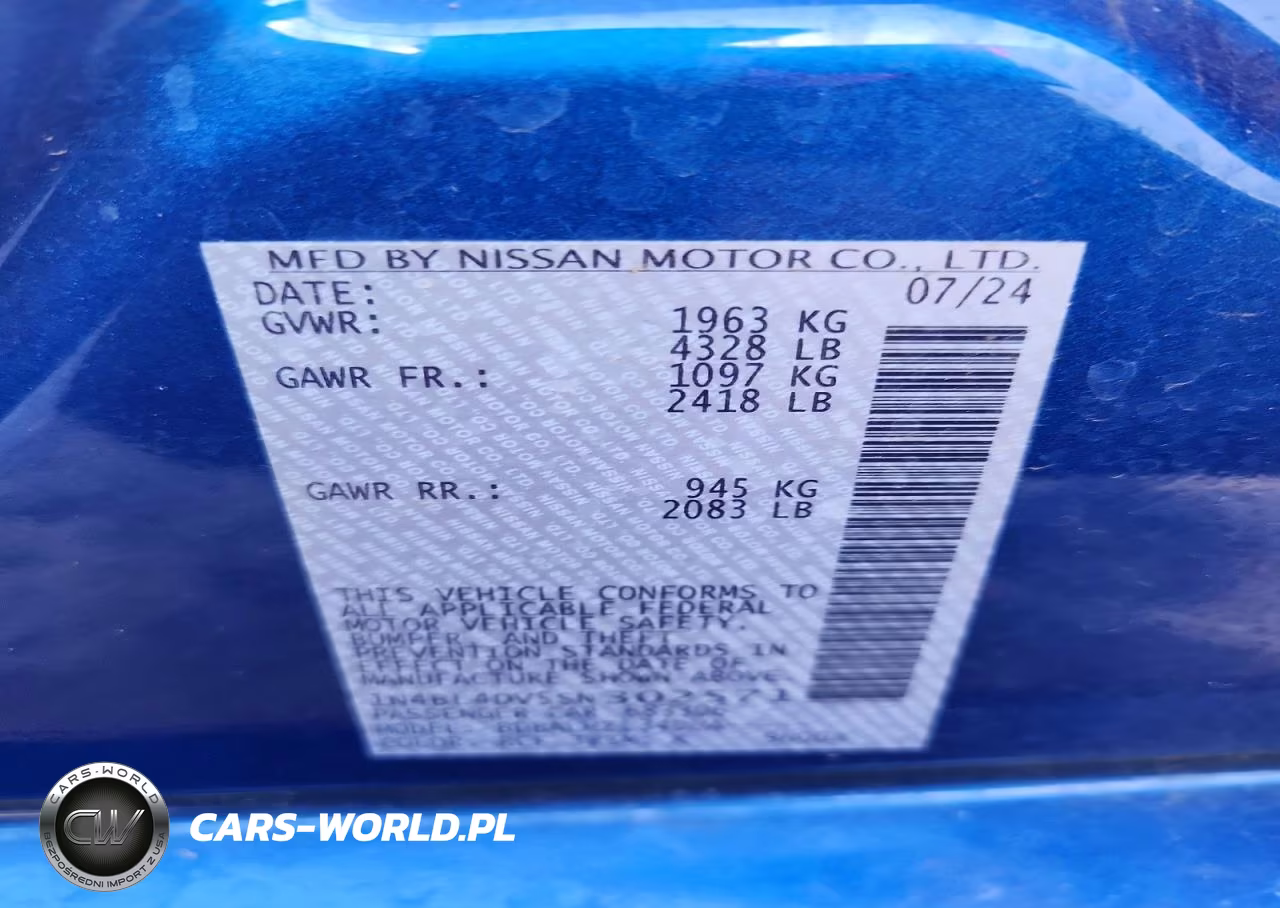 2025 Nissan Altima Sv VIN:1N4BL4DV5SN302571 - 12