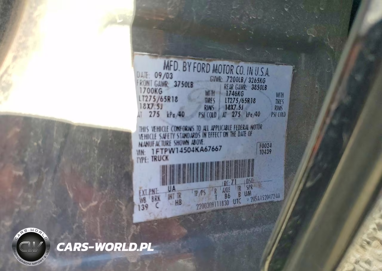 2004 Ford F150 Supercrew VIN:1FTPW14504KA67667 - 12