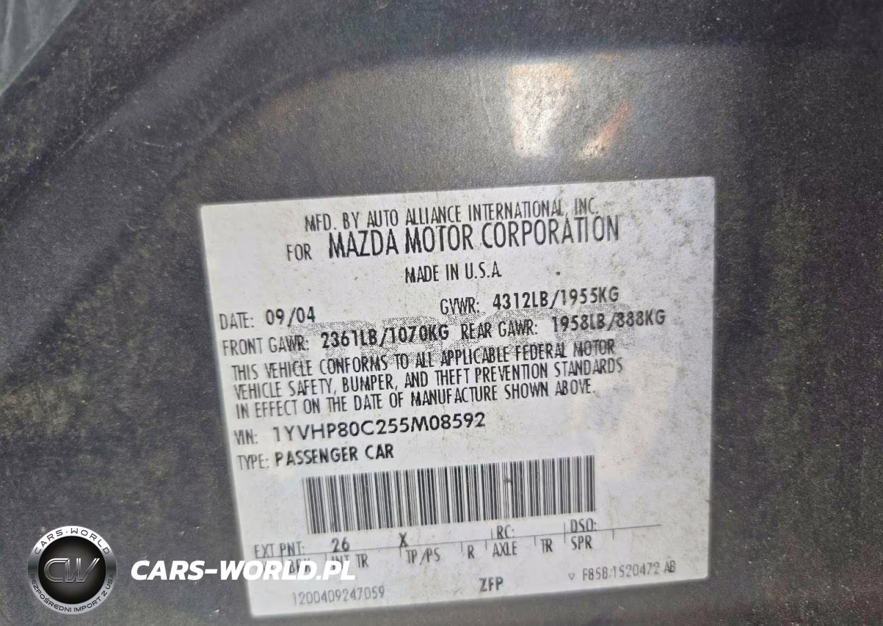 2005 Mazda 6 I VIN:1YVHP80C255M08592 - 13