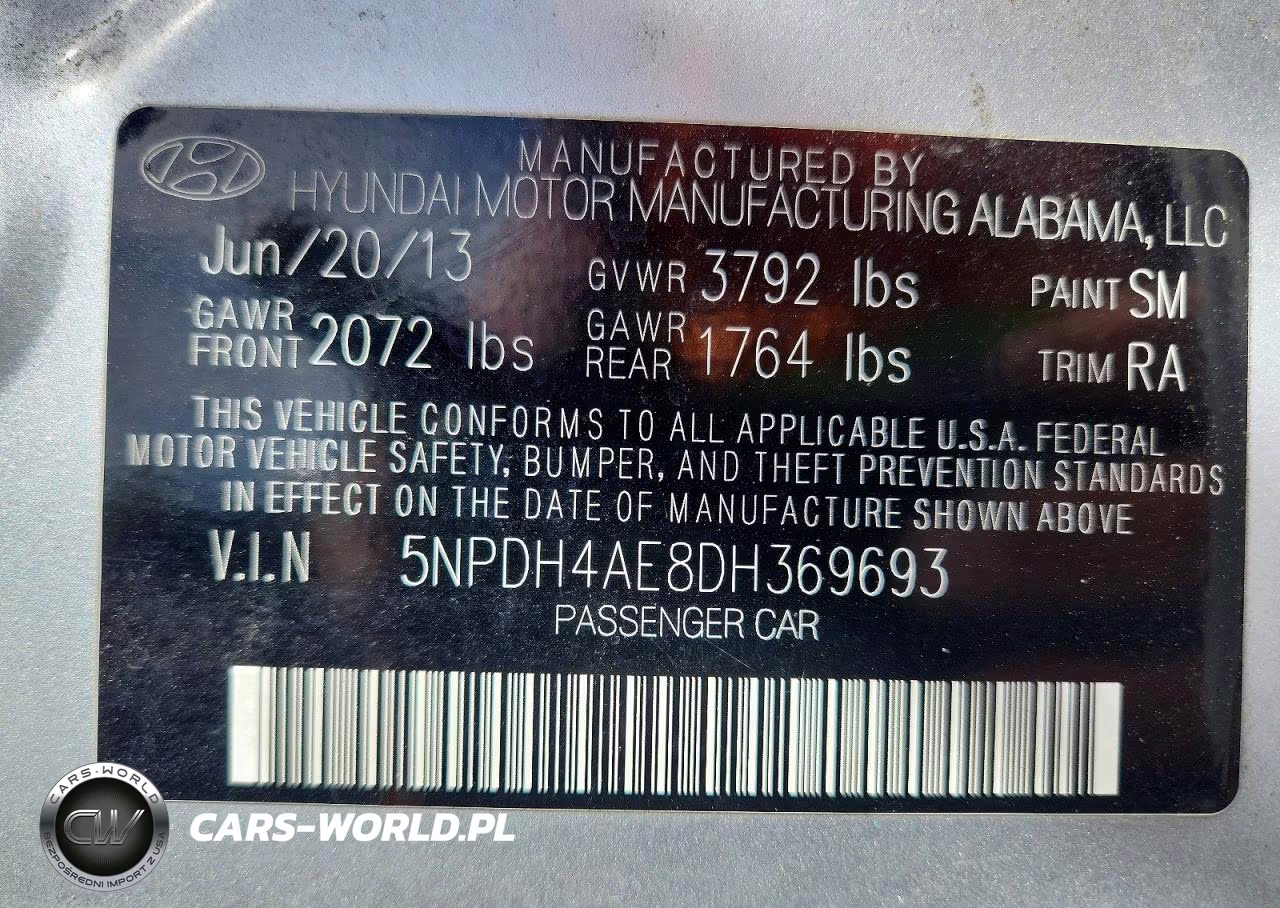 2013 Hyundai Elantra Gls VIN:5NPDH4AE8DH369693 - 13