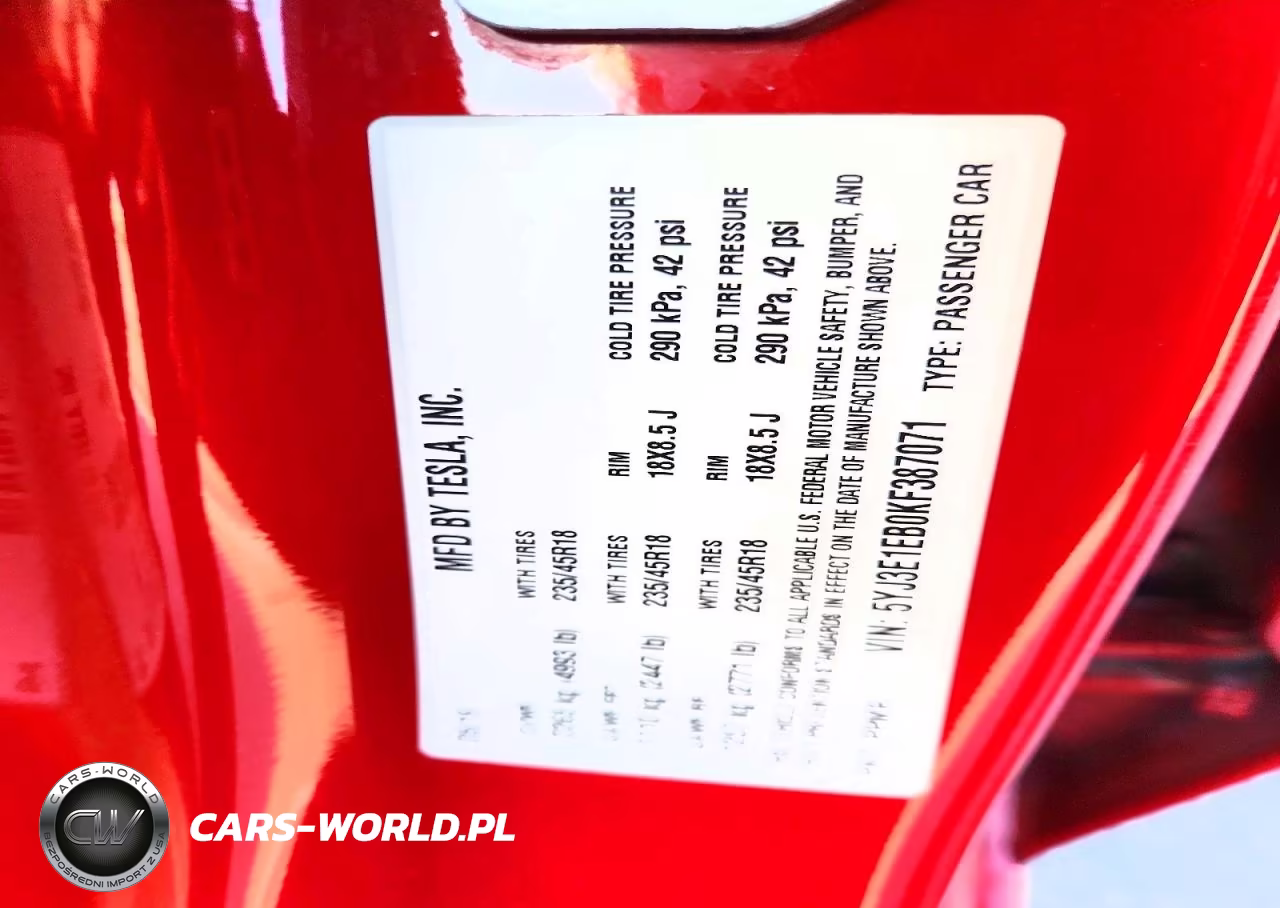 2019 Tesla Model 3 VIN:5YJ3E1EB0KF387071 - 12