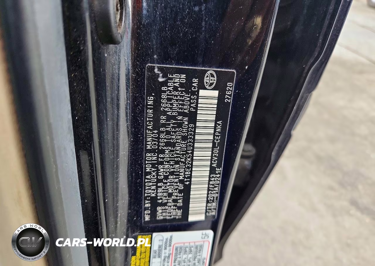2004 Toyota Camry Le VIN:4T1BE32K54U333329 - 12