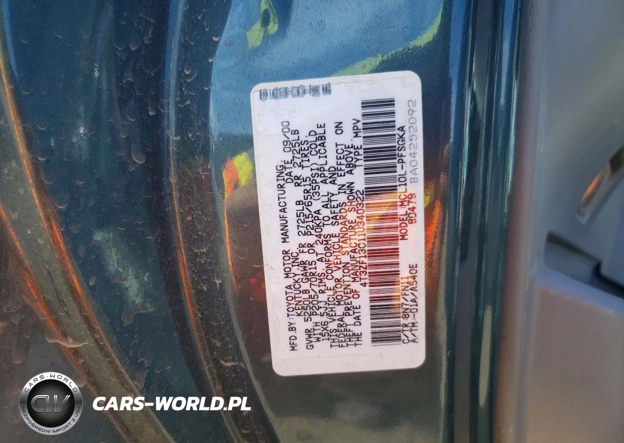 2001 Toyota Sienna Le VIN:4T3ZF13C11U340322 - 13