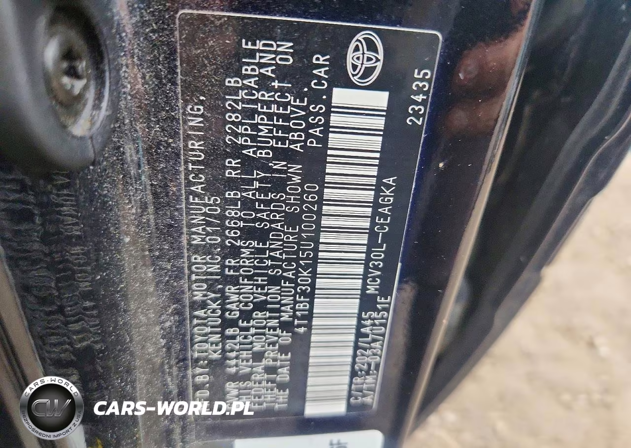 2005 Toyota Camry Xle V6 VIN:4T1BF30K15U100260 - 12