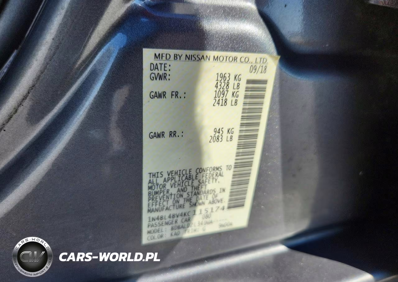 2019 Nissan Altima S VIN:1N4BL4BV4KC115174 - 12