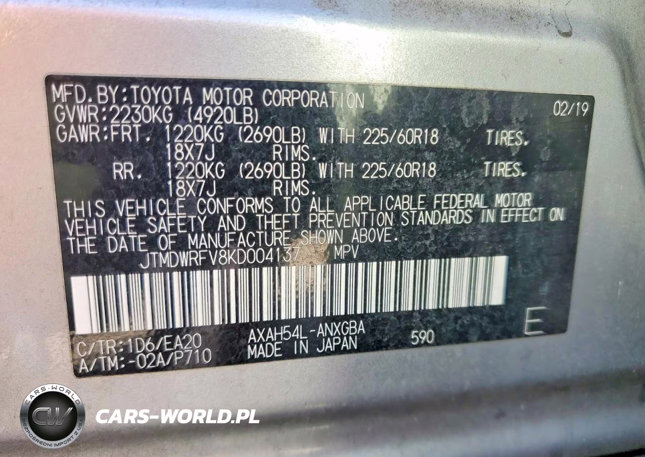 2019 Toyota Rav4 Limited VIN:JTMDWRFV8KD004137 - 13