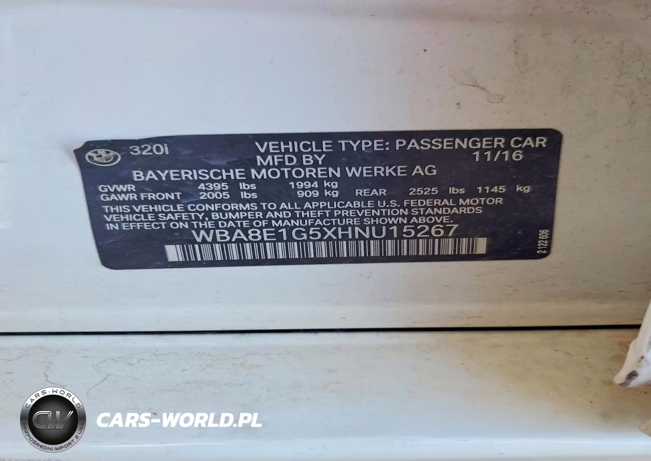 2017 BMW 320 I VIN:WBA8E1G5XHNU15267 - 12