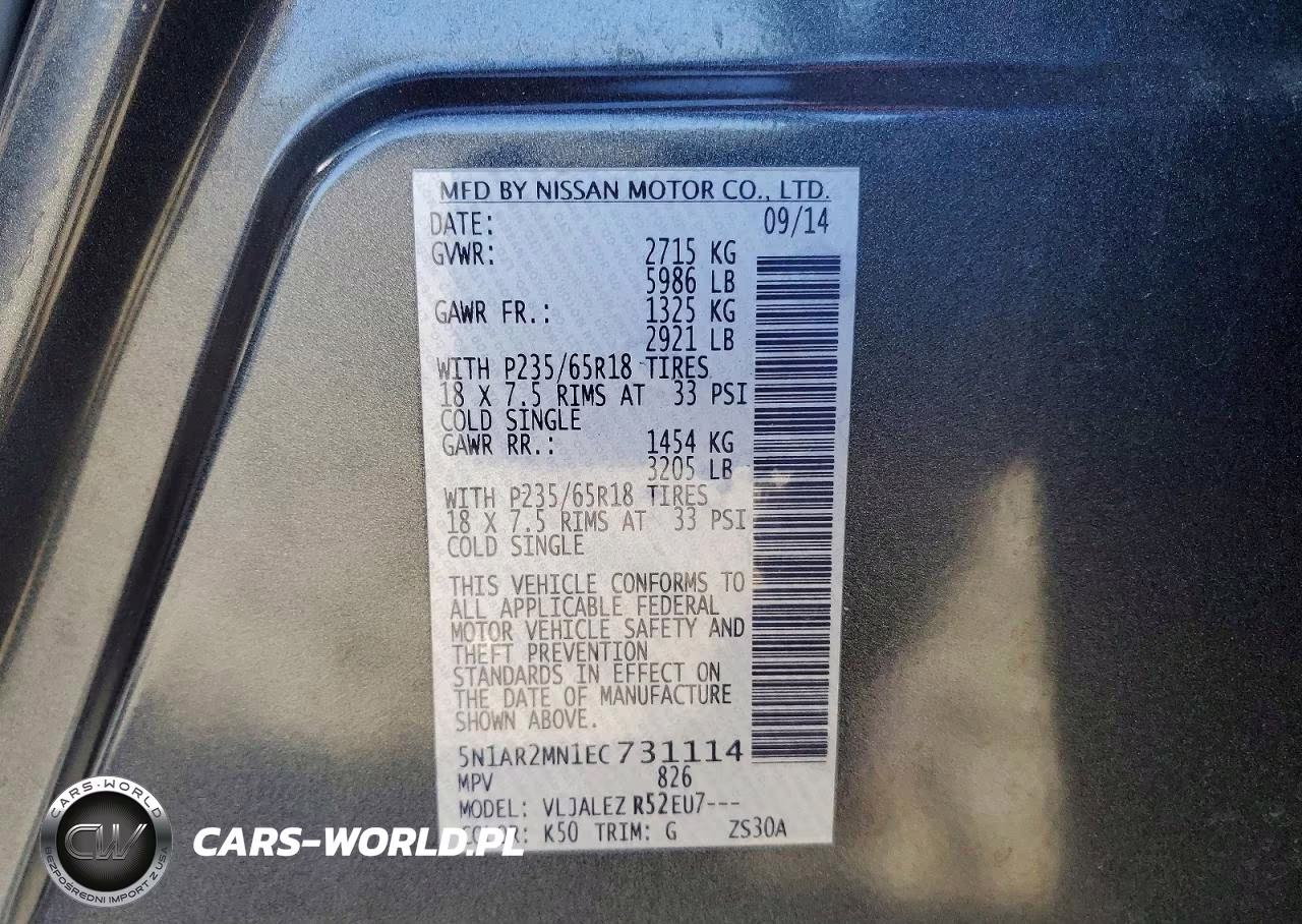 2014 Nissan Pathfinder Sv VIN:5N1AR2MN1EC731114 - 13