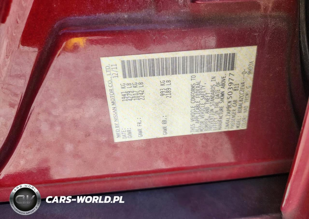 2012 Nissan Altima 2.5 VIN:1N4AL2AP9CN503977 - 12