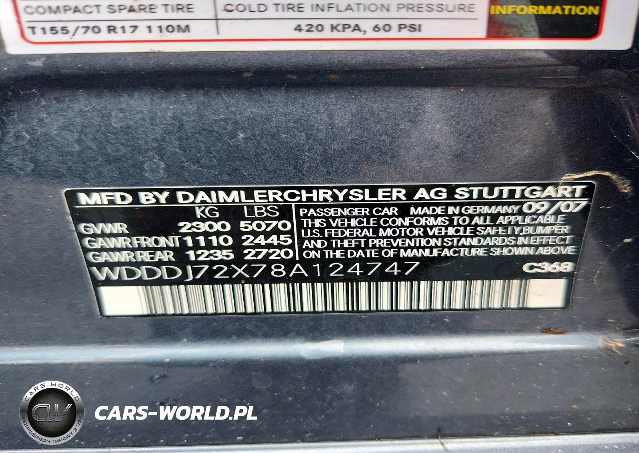 2008 Mercedes-Benz Cls 550 VIN:WDDDJ72X78A124747 - 12