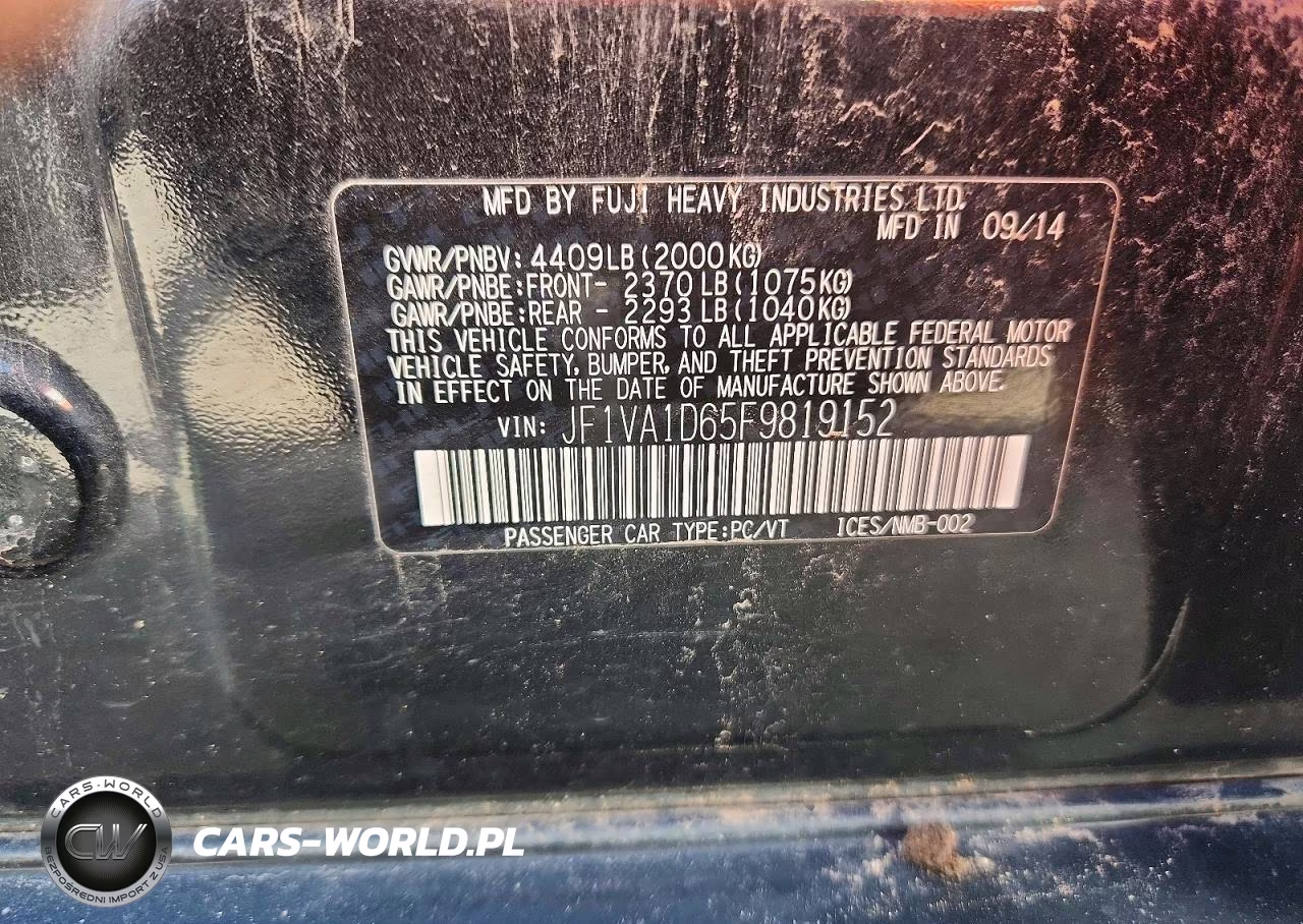 2015 Subaru Wrx Premium VIN:JF1VA1D65F9819152 - 12