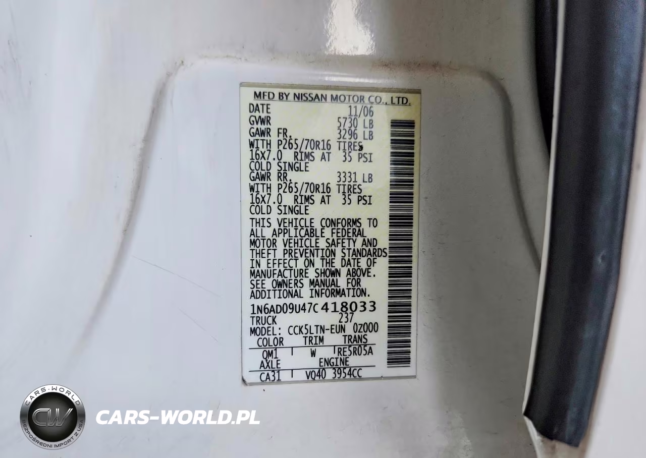 2007 Nissan Frontier Se VIN:1N6AD09U47C418033 - 12