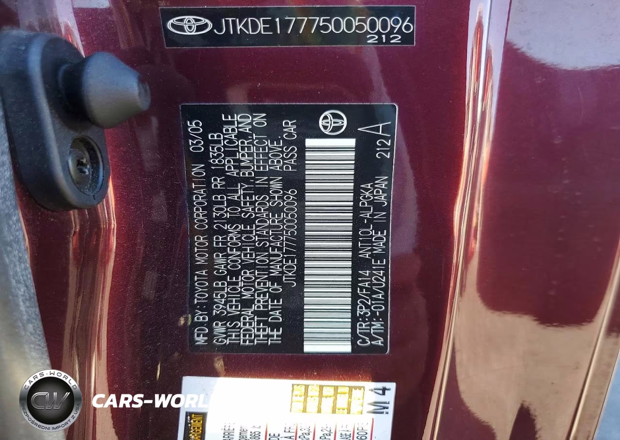 2005 Scion Tc Base VIN:JTKDE177750050096 - 12