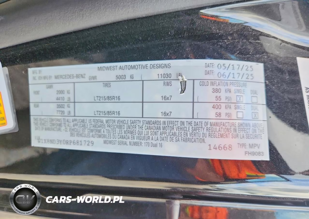 2026 Mercedes-Benz Sprinter 3500 VIN:W1X8ND3Y0RP681729 - 13