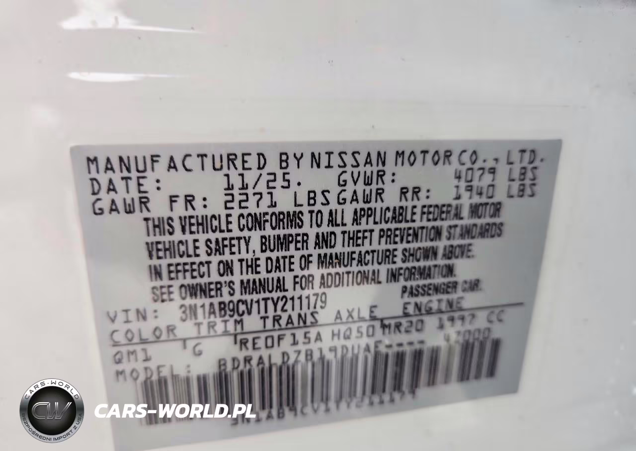 2026 Nissan Sentra Sv VIN:3N1AB9CV1TY211179 - 13