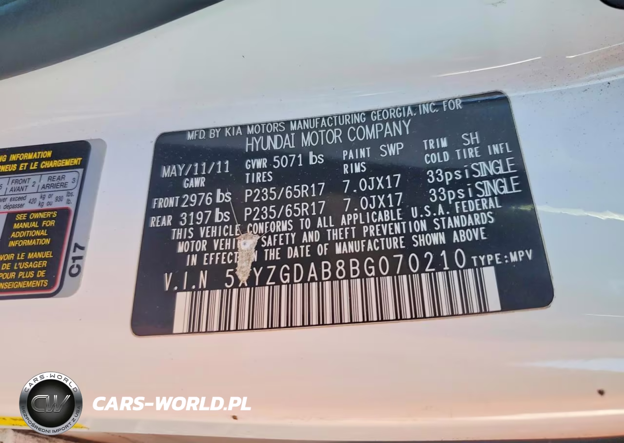 2011 Hyundai Santa Fe Gls VIN:5XYZGDAB8BG070210 - 13