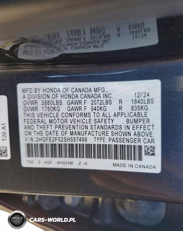 2025 Honda Civic Sport VIN:2HGFE2F52SH557499 - 12