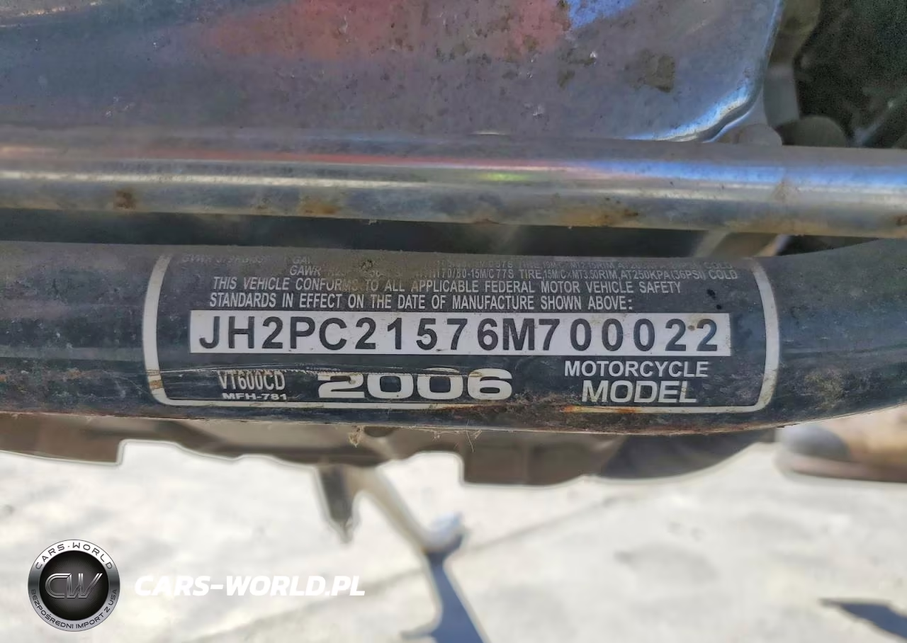 2006 Honda Vt600 Cd VIN:JH2PC21576M700022 - 9