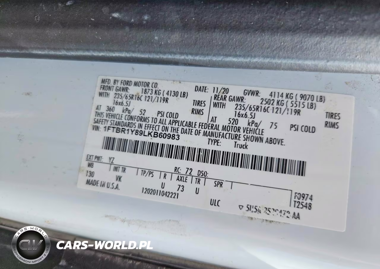 2020 Ford Transit T-250 VIN:1FTBR1Y89LKB60983 - 13