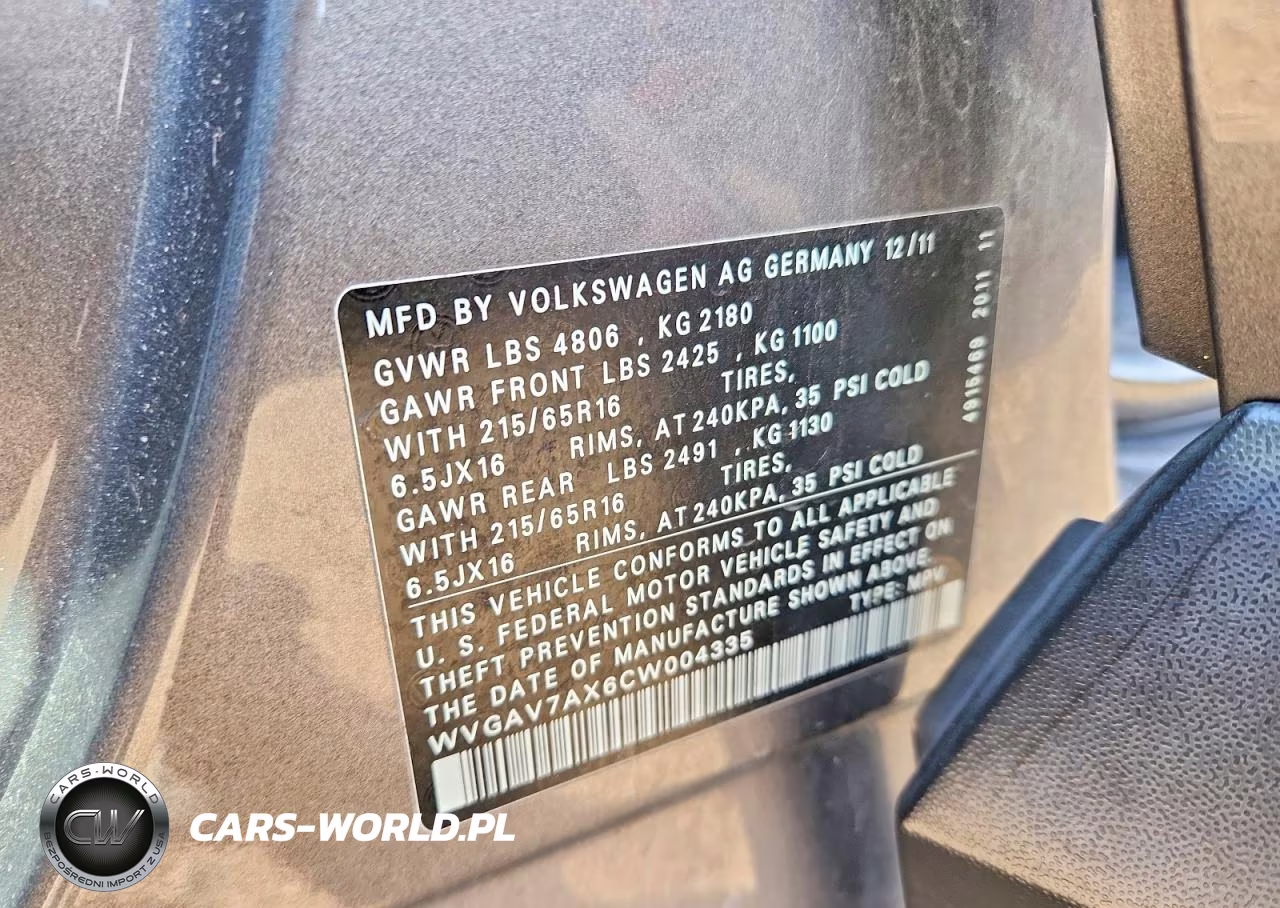 2012 Volkswagen Tiguan S VIN:WVGAV7AX6CW004335 - 13
