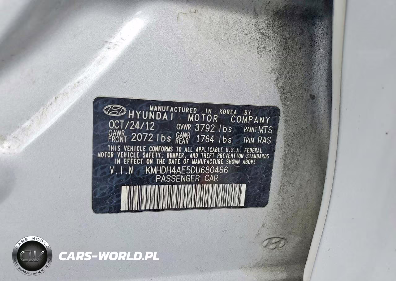 2013 Hyundai Elantra Gls VIN:KMHDH4AE5DU680466 - 12