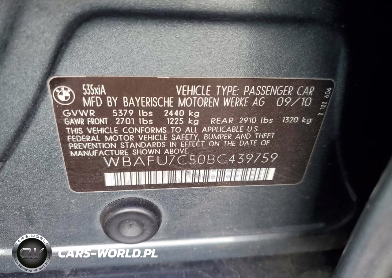 2011 BMW 535 Xi VIN:WBAFU7C50BC439759 - 13