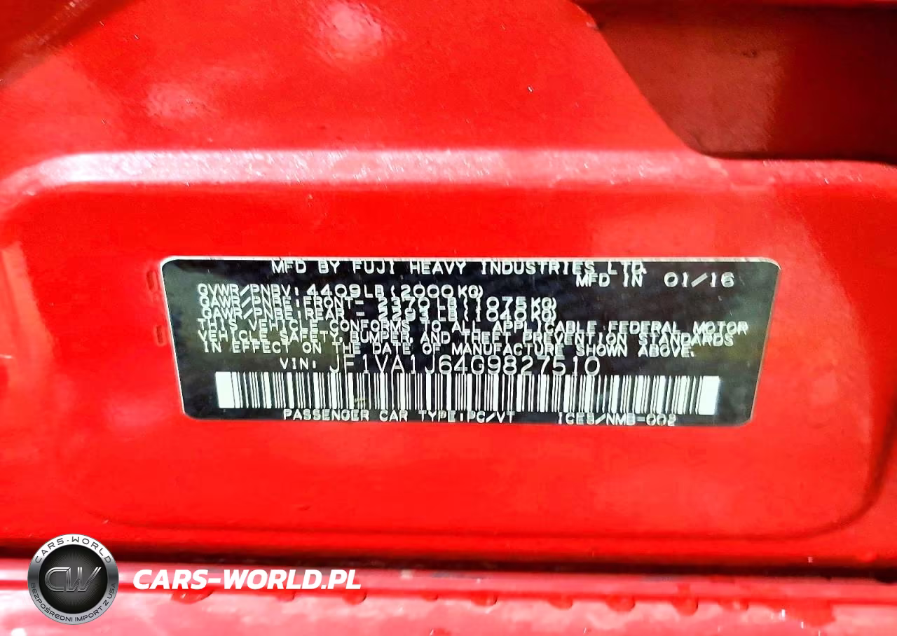 2016 Subaru Wrx Limited VIN:JF1VA1J64G9827510 - 12