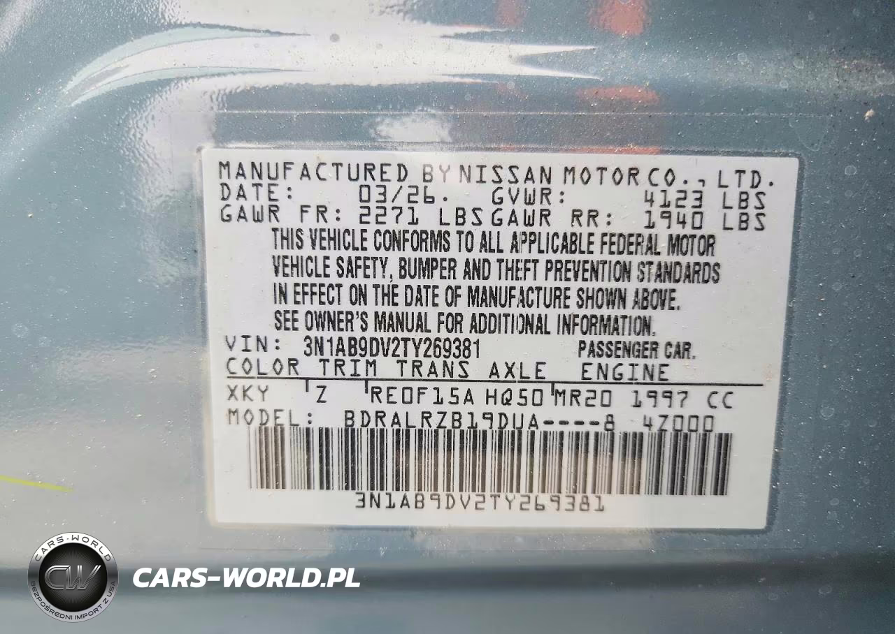 2026 Nissan Sentra Sr VIN:3N1AB9DV2TY269381 - 12