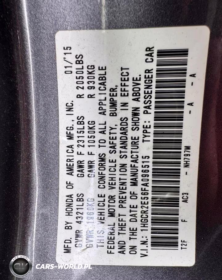 2015 Honda Accord Sport VIN:1HGCR2E56FA096515 - 10