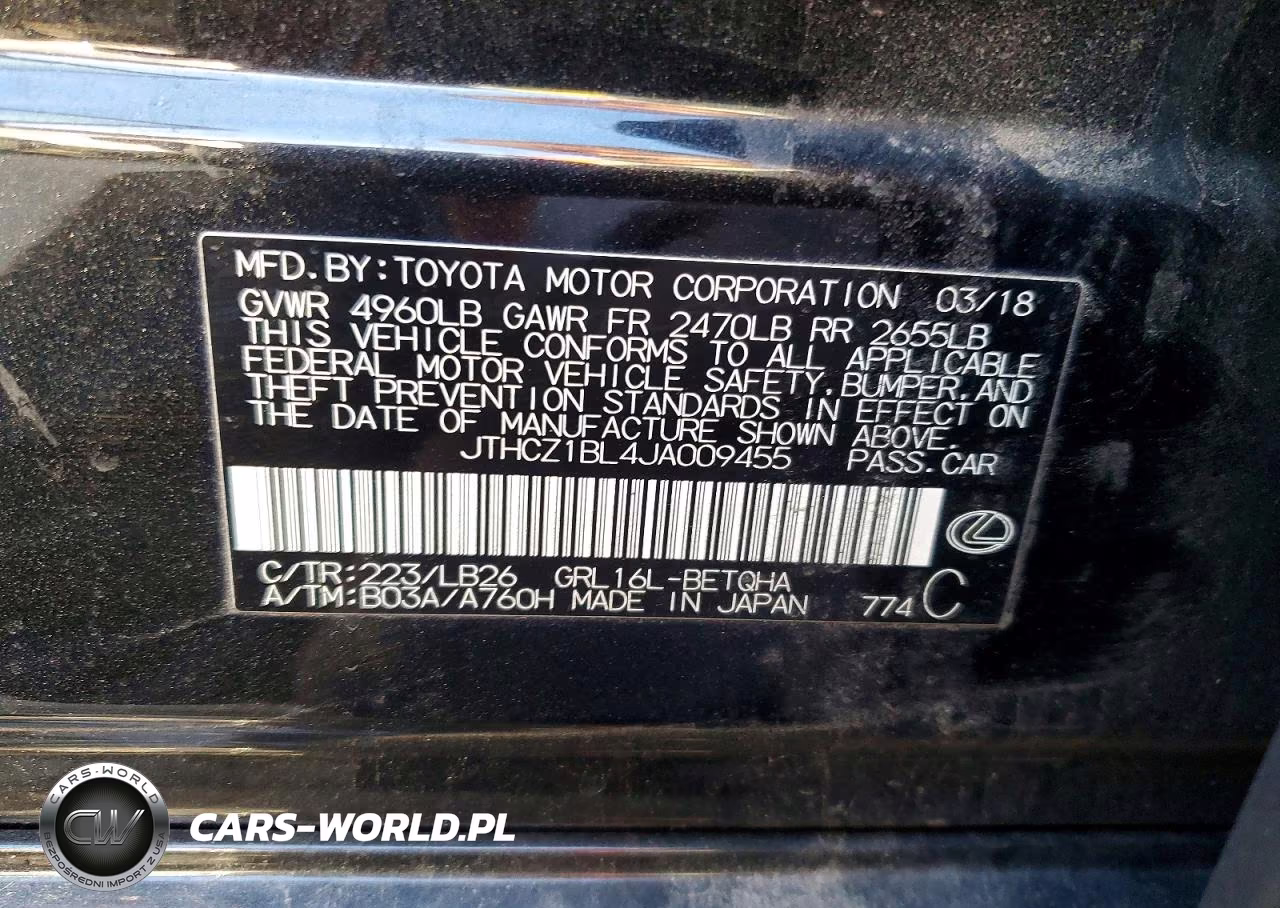 2018 Lexus Gs 350 F Sport VIN:JTHCZ1BL4JA009455 - 12