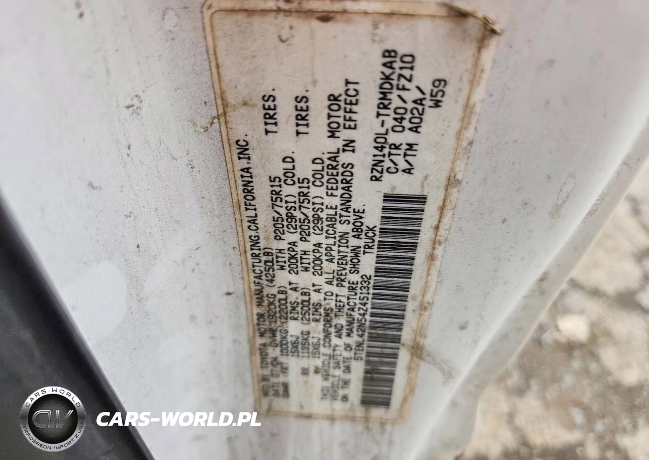 2004 Toyota Tacoma Base VIN:5TENL42N54Z451332 - 12