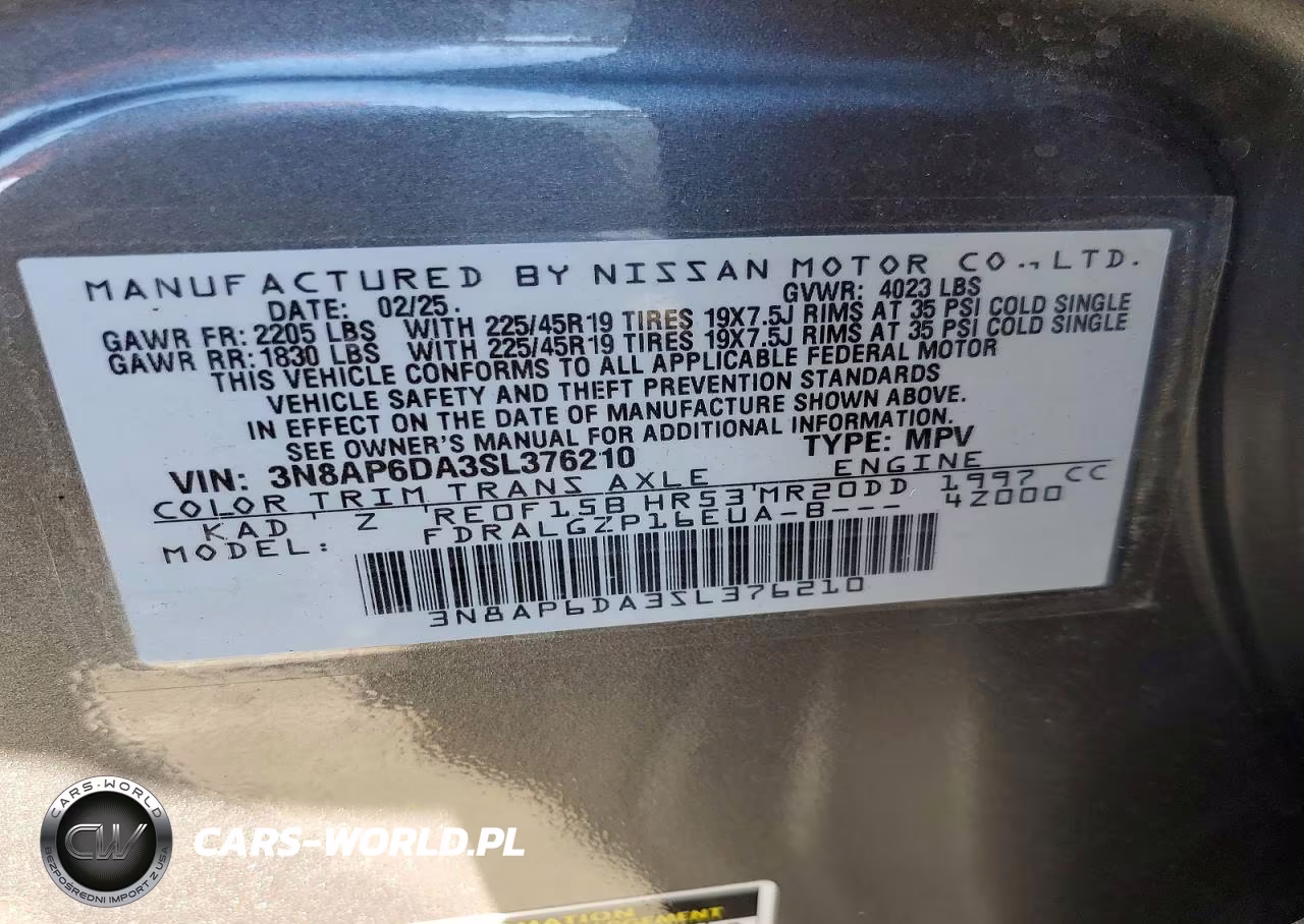 2025 Nissan Kicks Sr VIN:3N8AP6DA3SL376210 - 14