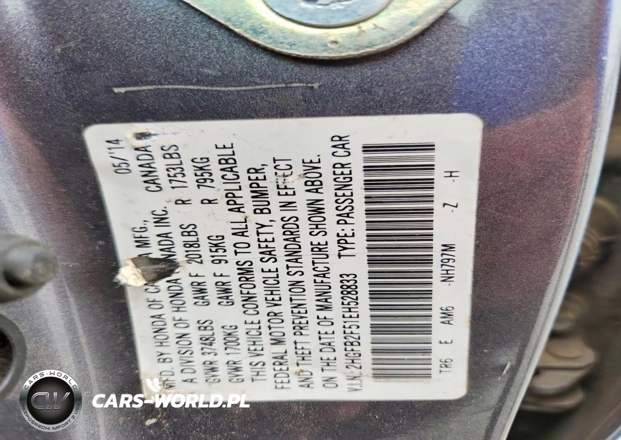 2014 Honda Civic Lx VIN:2HGFB2F51EH528833 - 12