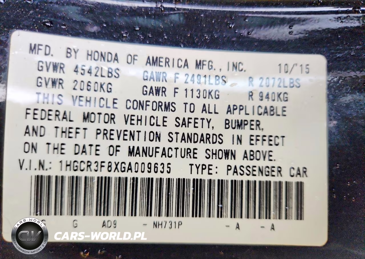 2016 Honda Accord Exl VIN:1HGCR3F8XGA009635 - 12