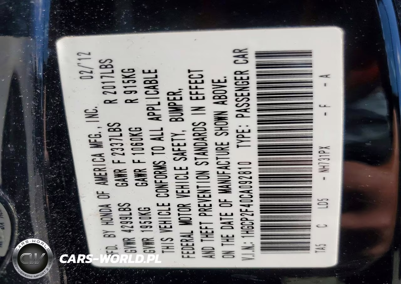 2012 Honda Accord Lxp VIN:1HGCP2F40CA092810 - 13