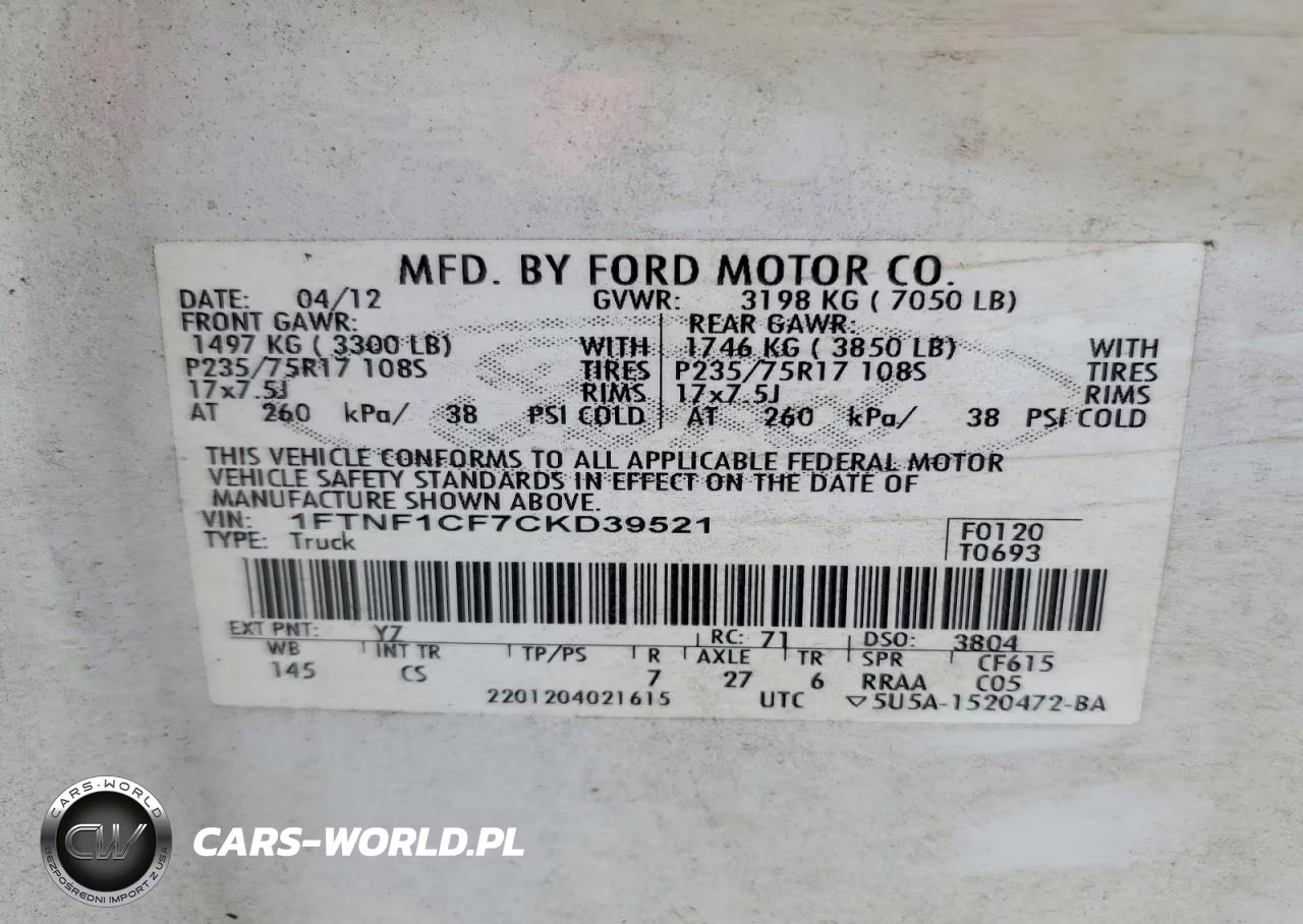 2012 Ford F150 VIN:1FTNF1CF7CKD39521 - 12