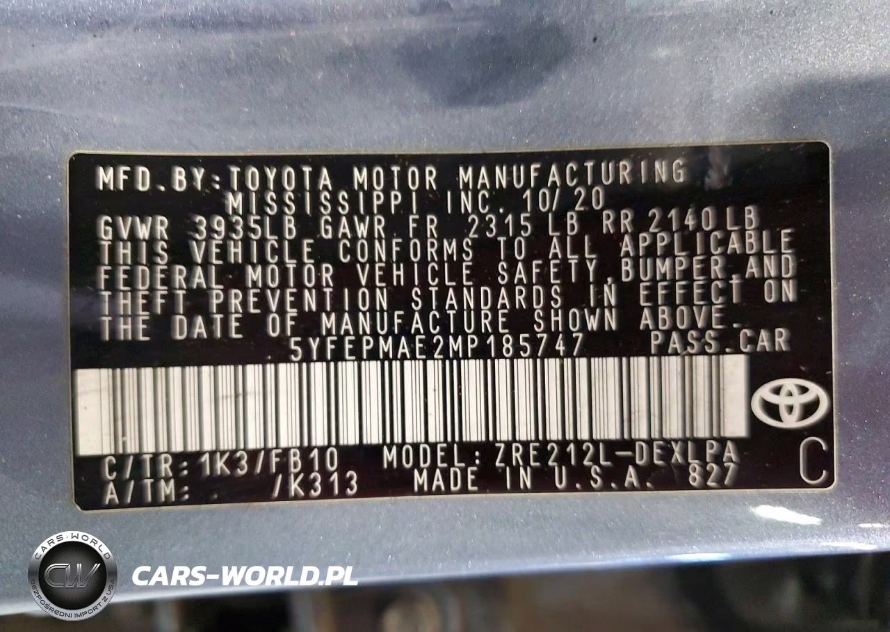 2021 Toyota Corolla VIN:5YFEPMAE2MP185747 - 12