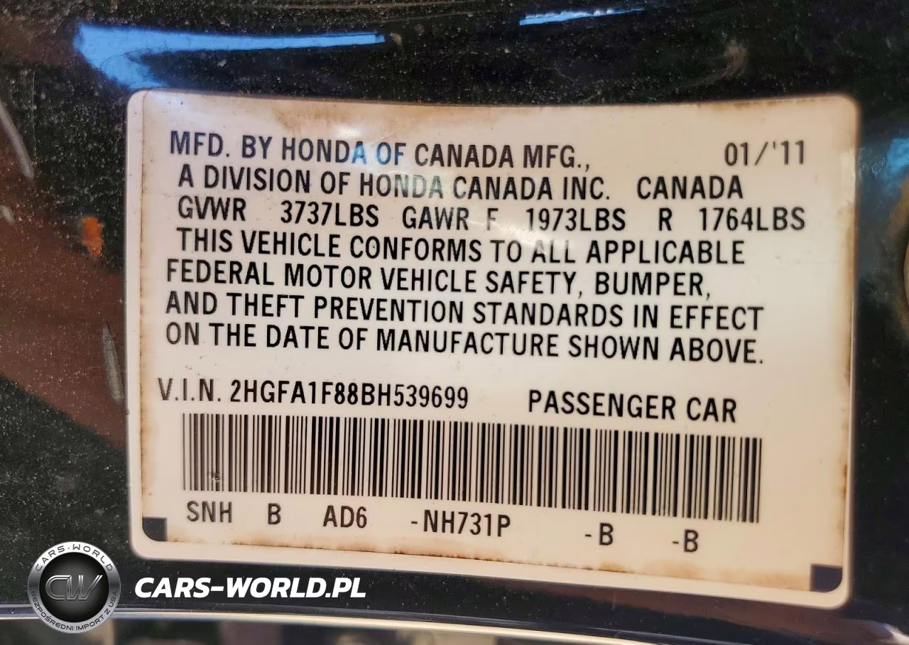 2011 Honda Civic Ex VIN:2HGFA1F88BH539699 - 13