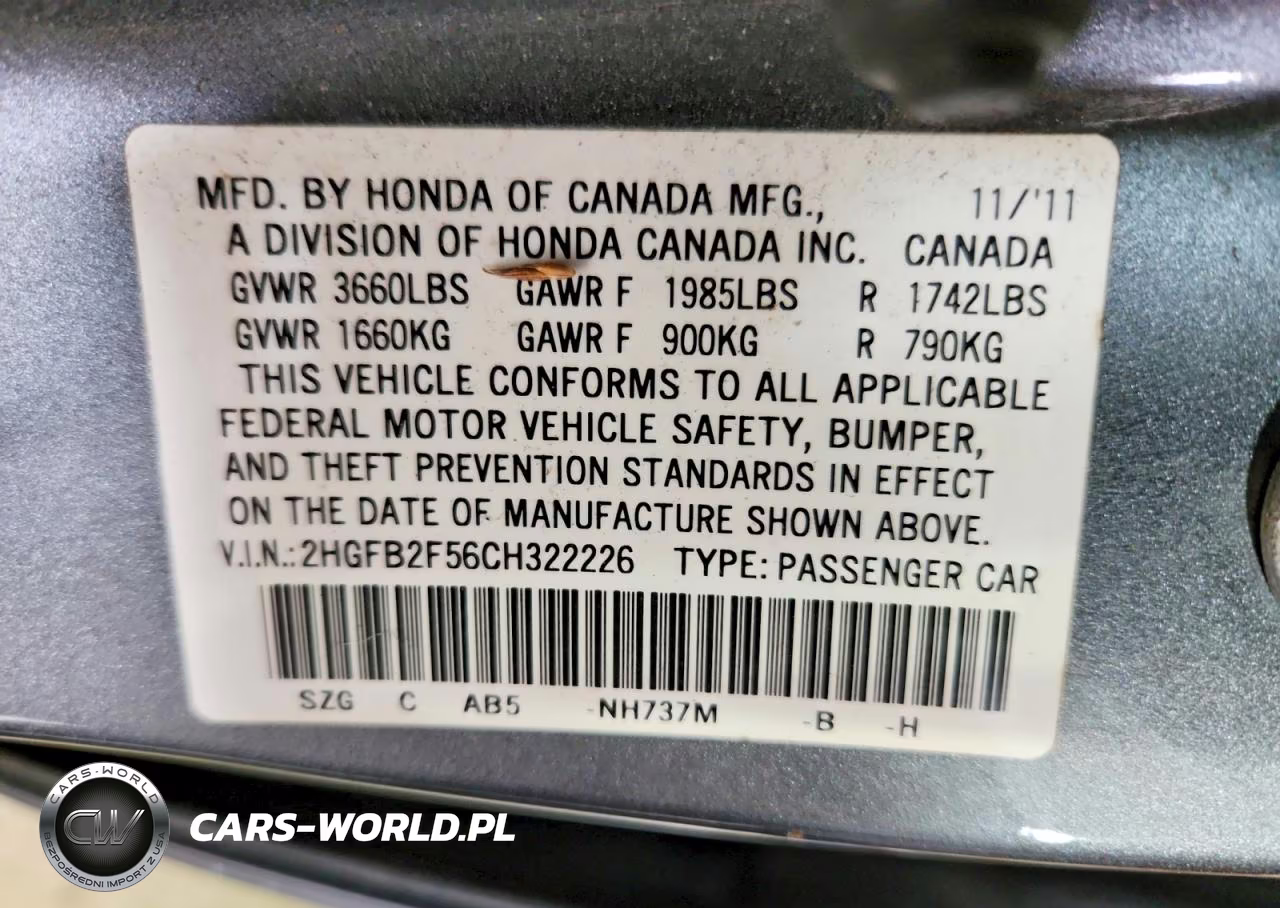 2012 Honda Civic Lx VIN:2HGFB2F56CH322226 - 12