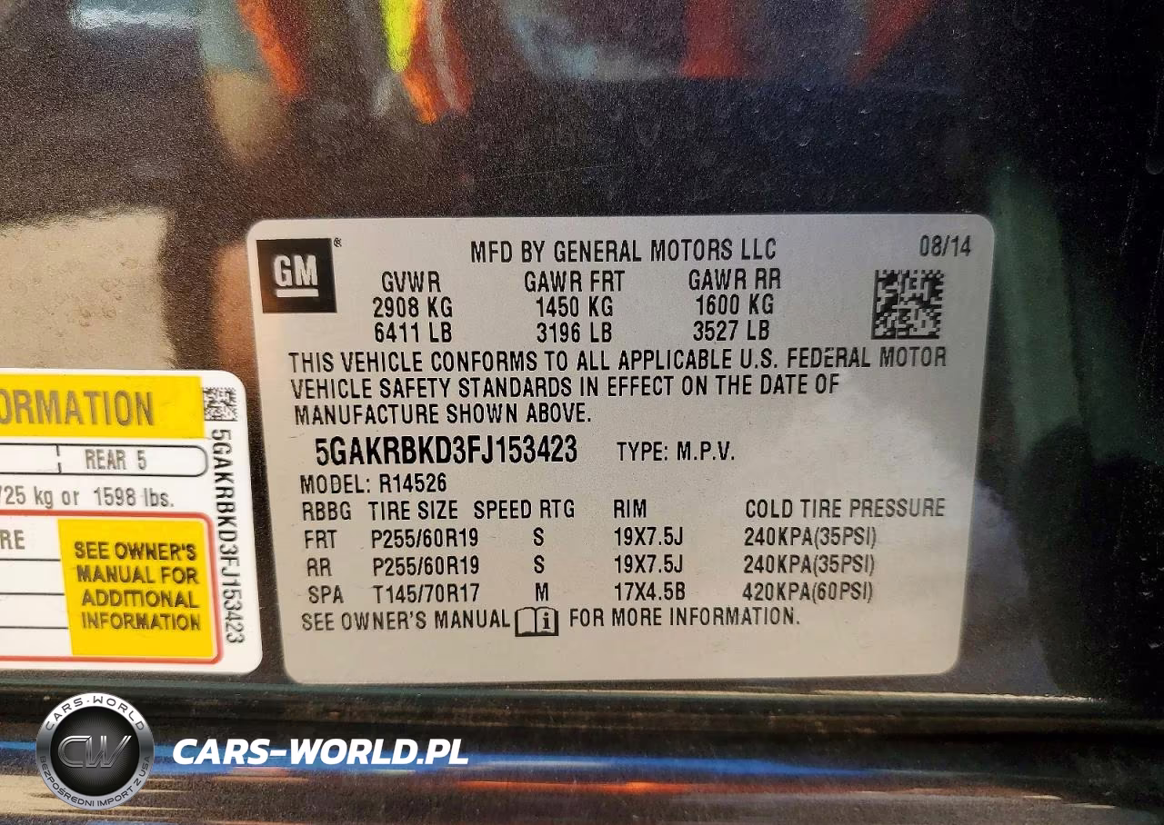 2015 Buick Enclave VIN:5GAKRBKD3FJ153423 - 13