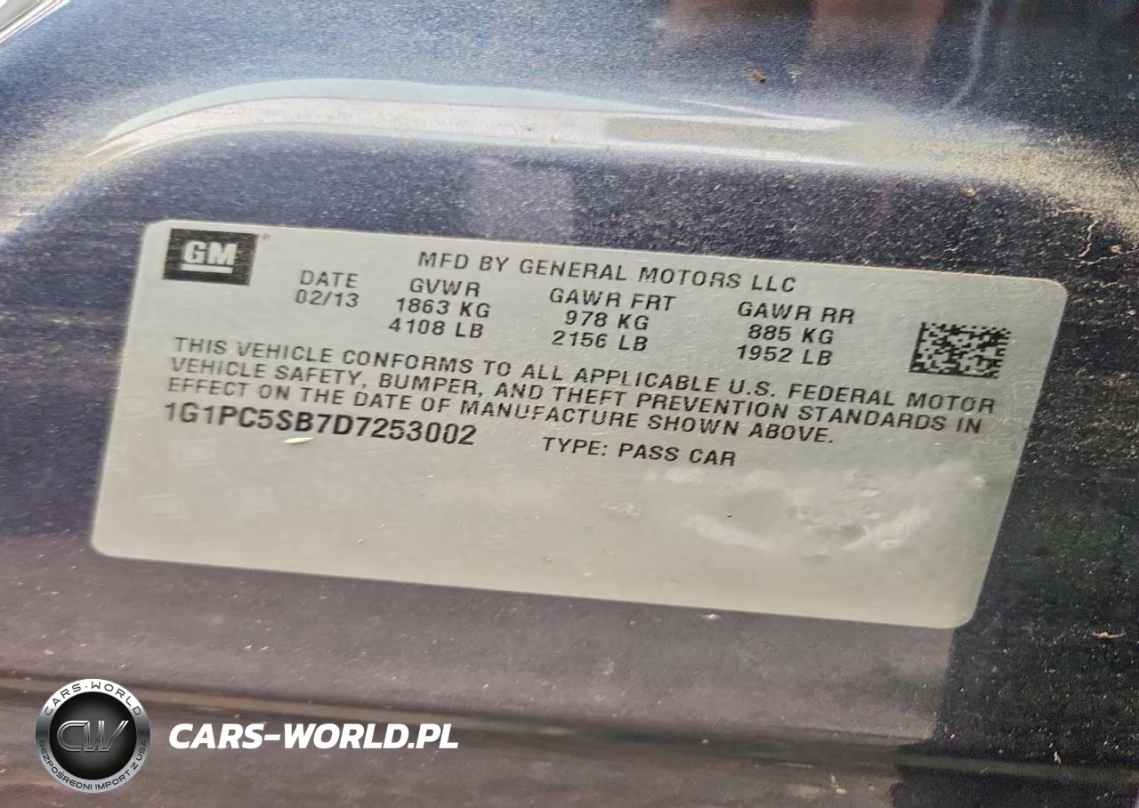 2013 Chevrolet Cruze Lt VIN:1G1PC5SB7D7253002 - 12