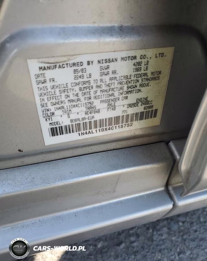 2004 Nissan Altima VIN:1N4AL11DX4C115752 - 12